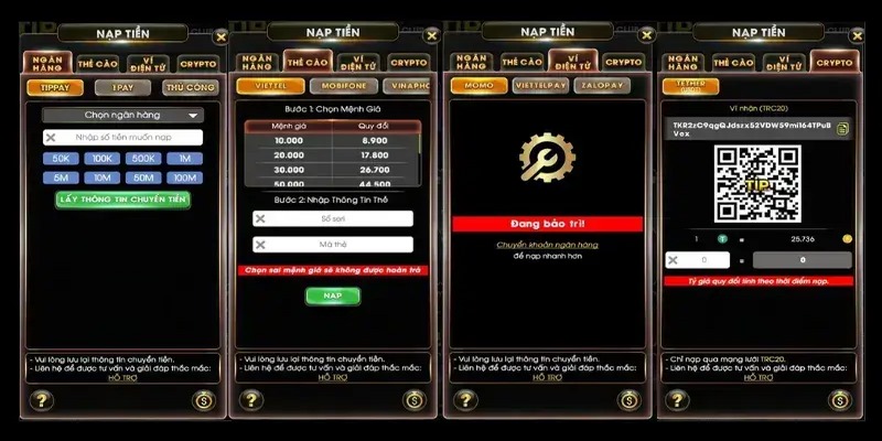 Gửi tiền cổng game TipClub bằng Quick Pay